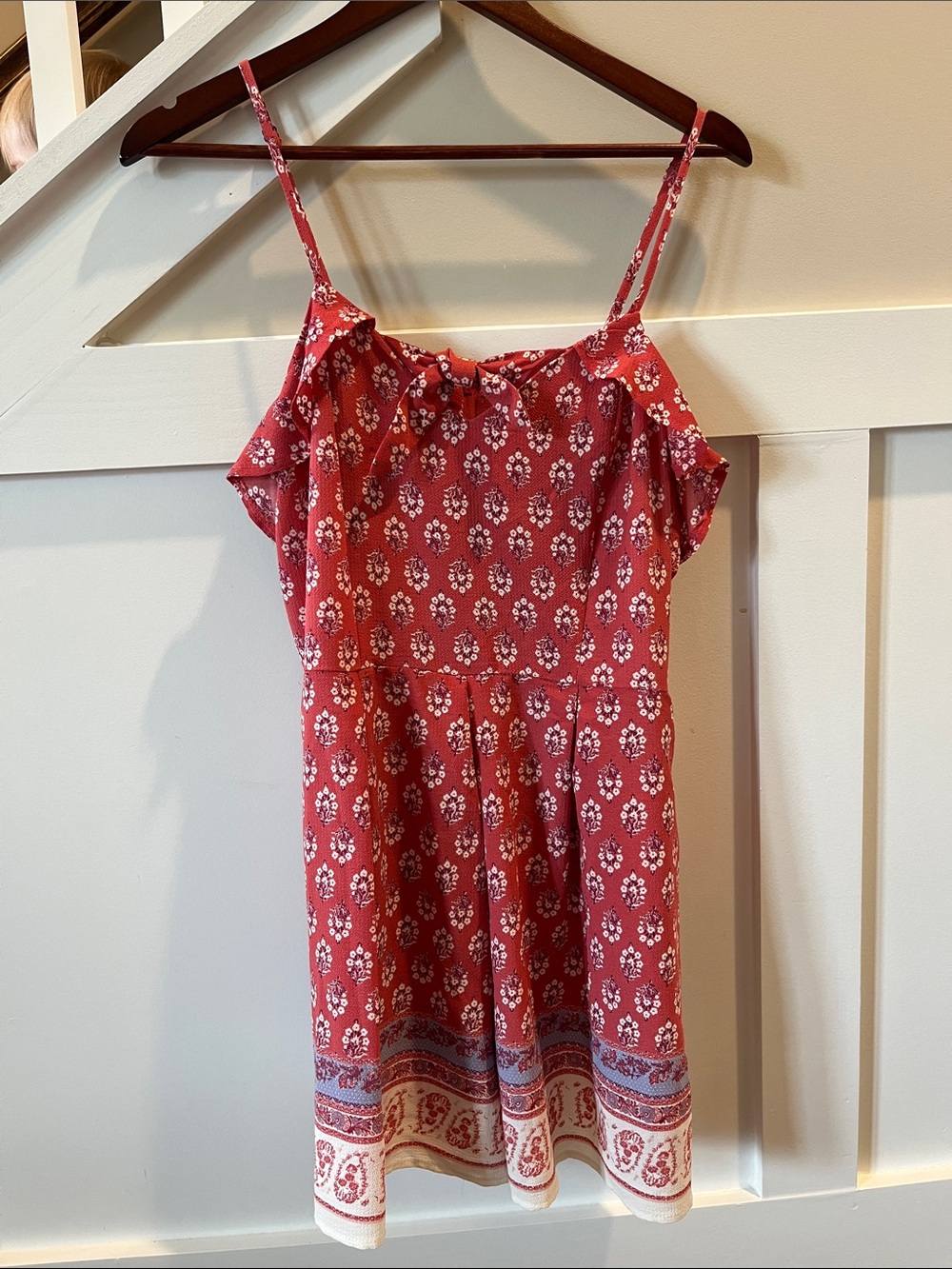 Xhilaration Red Floral Spaghetti Strap Jumpsuit Romper